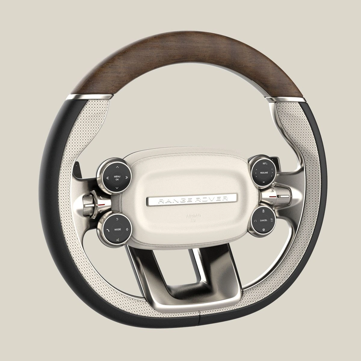 thumbnail Wood and Metal Steering Wheel for Range Rover